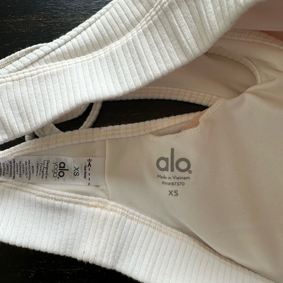 Alo Ribbed Blissful Bra. Color Ivory. Size XS. - Picture 8 of 8